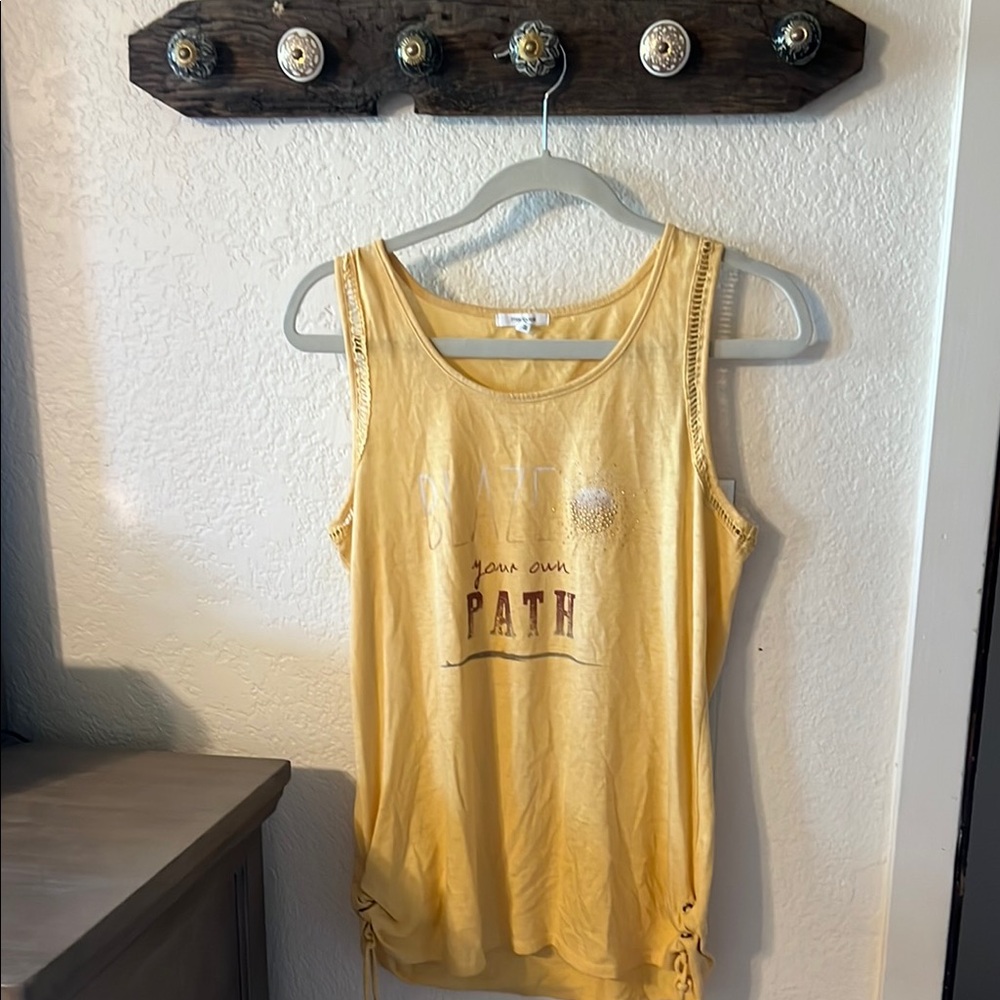 Yellow Sleeveless Top with Drawstring Detail